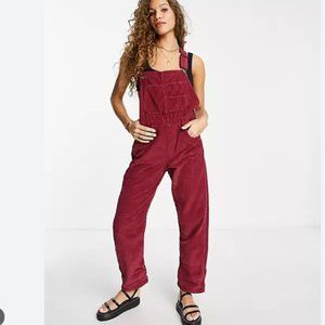 We the Free Ziggy Red Corduroy Stretch Dungaree Overalls 28